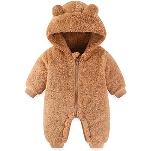 UVIPC Baby Newborn Bear Fleece Snowsuit Winter Coat Warm Hooded Jumpsuit for Baby boy girl