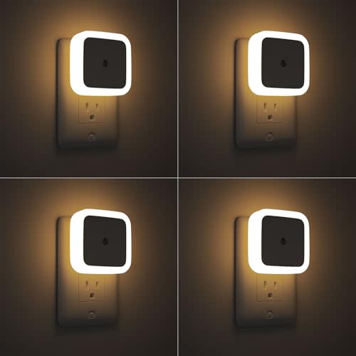 Sujeet Night Light, Night Lights Plug into Wall 4-Pack, Nightlight Plug in Night Lights, Dusk to Dawn Night Lamp Led Night Light for Bedroom, Bathroom, Hallway Warm White