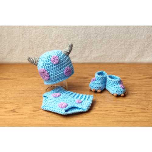 Blue Monster Costume Crochet Baby Monster Outfit Newborn Halloween Costume Photo Prop Baby Gift MADE TO ORDER