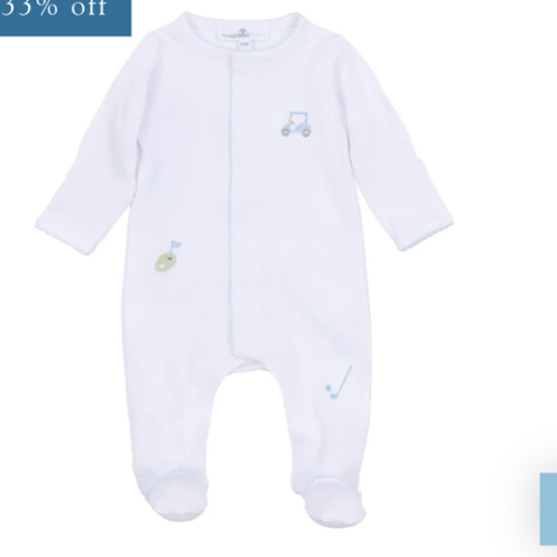 Tiny Tee Time Embroidered Footie - Light Blue