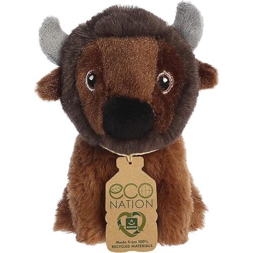 Aurora® Eco-Friendly Eco Nation™ Bison Stuffed Animal - Environmental Consciousness - Recycled Materials - Brown 5 Inches