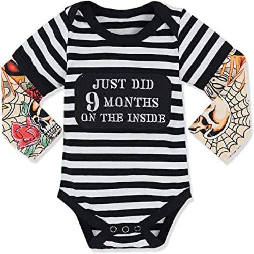 Baby Boy Clothes, Baby Clothes Boy Letter Print Romper Tattoo Sleeves Bodysuit for Boy