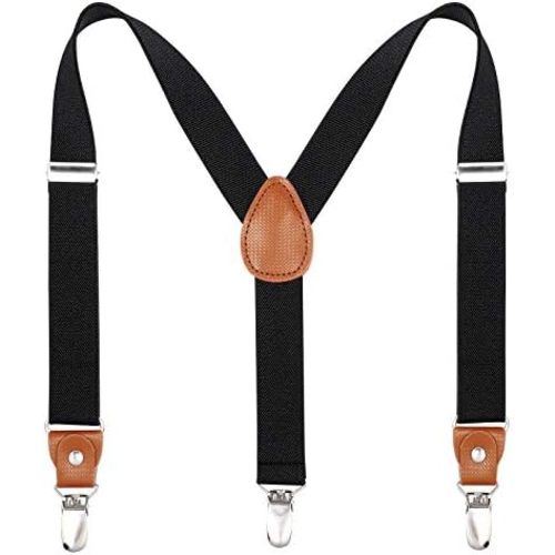 Kajeer Toddlers Kids Boys Mens Suspenders - Y Back Adjustable Strong Clips Synthetic Leather Suspenders