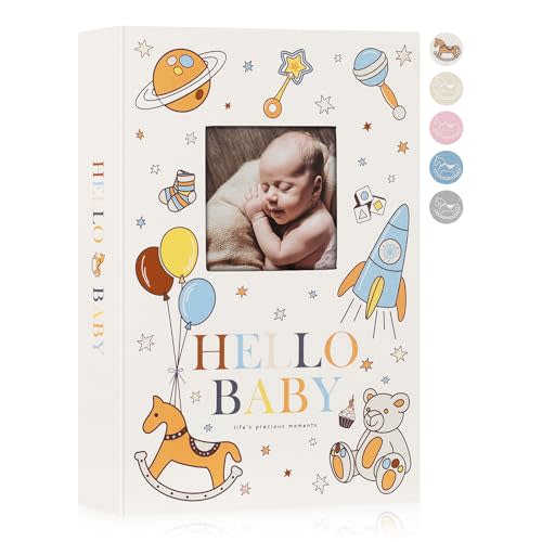 Lanpn Baby Photo Album 4x6 300 Pockets, Linen Newborn Bebe Ultrasound Photo Album with Memo Writing Area, Cover Photo Book, Picture Album for kids, Baby Girl Boy Memory Book Keepsake Colorful