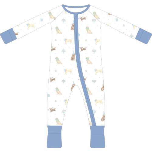 Pawty Pups in Blue Zip Pajama