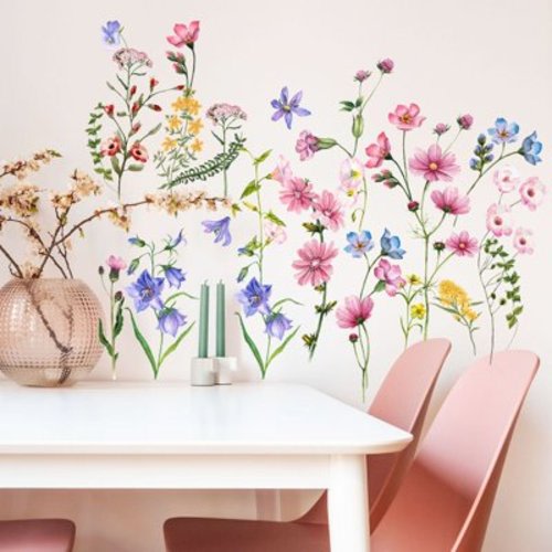 Gerich Flower Wall Decals,Floral Sticker,Removable Peony Wall Art Stickers,Wall Decals for Kitchen Bathroom Bedroom Decoration