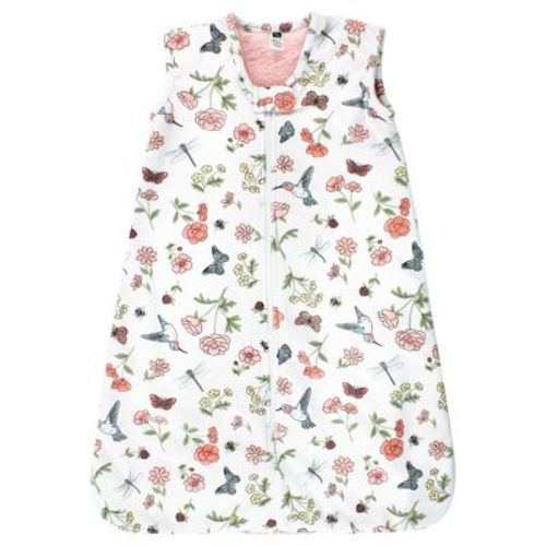 Hudson Baby Infant Girl Plush Faux Fur Sleeping Bag, Wearable Blanket, Hummingbird Garden