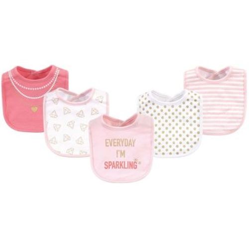Little Treasure Baby Girl Cotton Bibs 5pk, Sparkling, One Size