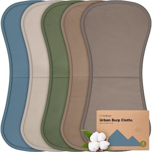 Organic Burp Cloths Baby Boy & Girl, 5-pack Cotton Burp Rags (Atlas)