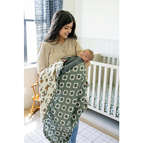 Southwest Aztec + Outlaw Cowboy Muslin Crib Quilt | 100% Cotton | Neutral Colors Default Title