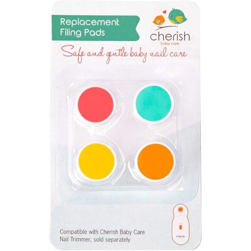 Replacement Filing Pads for Cherish Baby Care Electric Baby Nail Trimmer - Includes 4 Filing Discs for Newborn to Toddler