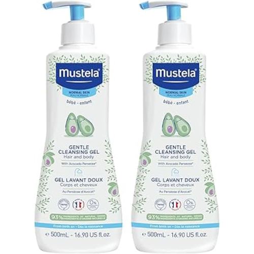Mustela Baby Gentle Cleansing Gel - Baby Hair & Body Wash - with Natural Avocado fortified with Vitamin B5 - Biodegradable Formula & Tear-Free - 1 or 2-Pack - Various Sizes
