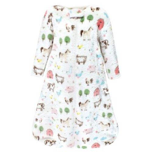 Hudson Baby Infant Girl Plush Sleeping Bag, Sack, Blanket, Girl Farm Animals Long Sleeve, 0-6 Months