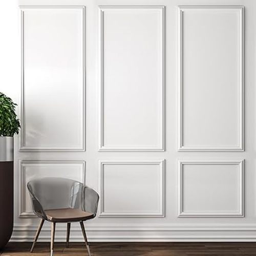 Pangda 3 Set Peel and Stick Wall Molding Kit, Premade Accent Molding Wainscoting Panel for Interior Wall Moulding Decor, Ready to Assemble Wainscoting Accent Panel (54 x 24 in)