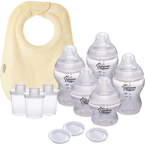 Tommee Tippee Formula Feeding Solution, Baby Bottle Set | Closer to Nature Bottles, Breast-Like Nipples | Travel Lids, Formula Dispenser & Milk Feeding Bib
