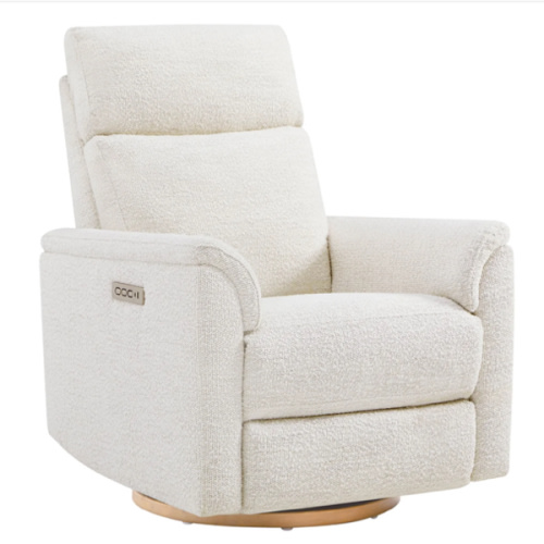 Lulla Power Swivel Nursery Glider Recliner with Power Headrest and Nightlight