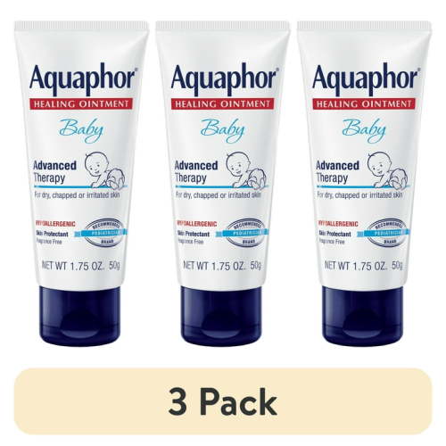 (3 pack) Aquaphor Baby Healing Ointment, Baby Skin Care and Diaper Rash, Travel Size
