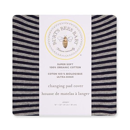 Burt's Bees Baby - Changing Pad Cover, 100% Organic Cotton Changing Pad Liner for Standard 16" x 32" Baby Changing Mats