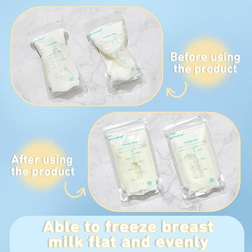 Hushee 6 Pcs Clear Flat Breast Milk Freezer Storage Organizer Space Saving Flat Breast Milk Storage Breastmilk Organizer Freezer Tray for Breastfeed Organization 7.87 x 4.72 x 0.67