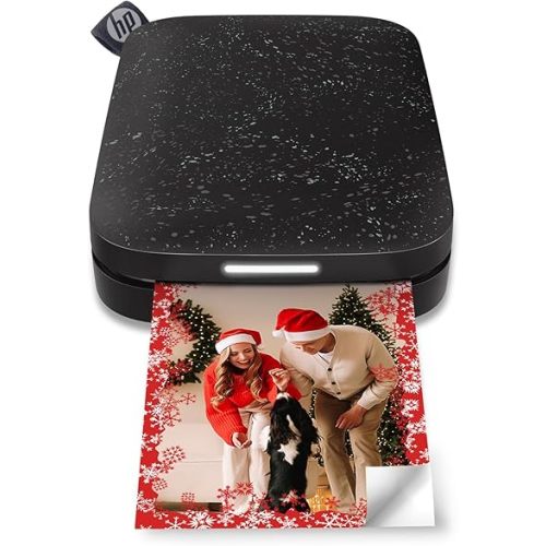 HP Sprocket 2x3" Instant Smartphone Photo Printer - Portable Color Wireless Mobile Printer - Zink Sticky-Back Photos - Print from Compatible iOS & Android Devices with Bluetooth w/ App - Black