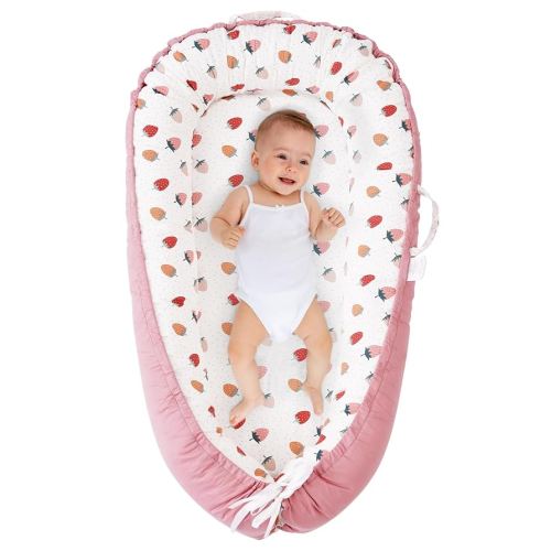 ALINUX Baby Lounger for Newborn 0-24 Months,100% Cotton Baby Lounger Cover, Suitable for Babies Aged 0-24 Months, Pink