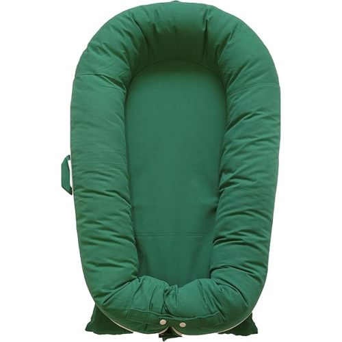Deluxe Infant Lounger, Baby Nest Cover for Baby Girls & Boys, Newborn Essentials for Baby 0-12 Months, 100% Cotton, Portable Travel Bed (Forest)