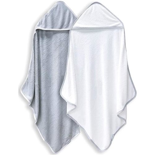 BAMBOO QUEEN 2 Pack Baby Bath Towel - Rayon made from bamboo, Ultra Soft Hooded Towels for Babies,Toddler,Infant - Newborn Essential -Perfect Baby Registry Gifts for Boy Girl