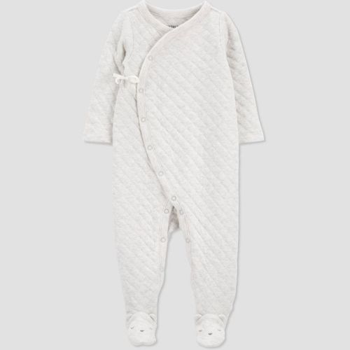 Carter's Just One You®️ Baby Heather Sceneic Sleep N' Play - Brown Newborn: Cotton-Polyester Blend, V Neck, Long Sleeve, Footed Pajamas