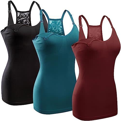 GXXGE 4Pack Women's Nursing Tank Top Cami Nursing Maternity Bra Breastfeeding Shirts with Adjustable Straps