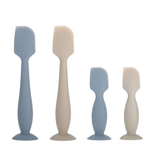 Baby Diaper Cream Spatula Applicator, 4 Pack Baby Butt Paste Spatula Diaper Cream Brush for Newborn Baby, 2 Large and 2 Mini Sizes (Dark blue, gray)