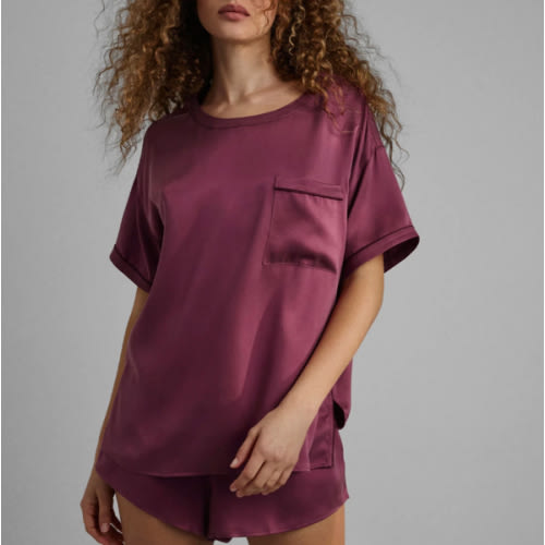 Washable Silk Piped Tee Short Set – Lunya