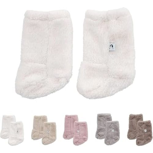 Konny Baby Fluffy Cozy Fleece Winter Booties for Infant (Cream) - Valentine's Day Gifts, Foot warmer for Newborn Babies