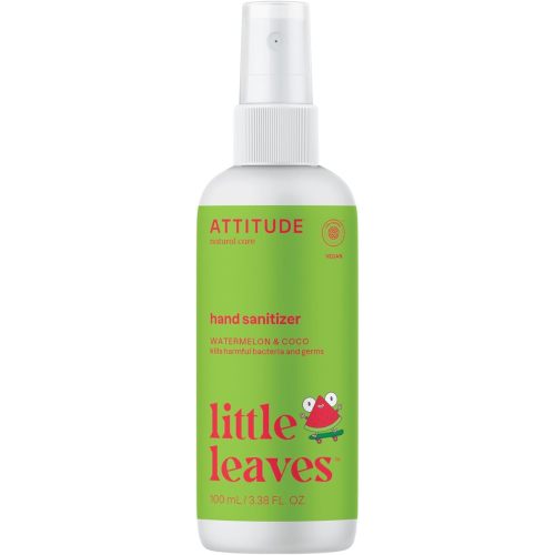 ATTITUDE Hand Sanitizer Spray for Kids & Adults, EWG Verified, Travel Size, Dermatologically Tested, Plant and Mineral Based, Vegan, Watermelon & Coco, 3.5 Fl Oz (Spray Bottle)