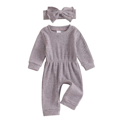 Karwuiio Newborn Baby Girl Coming Home Outfit Long Sleeve One Piece Romper Jumpsuit Infant Fall Clothes Sets