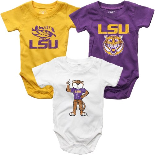 Wes and Willy Infant Boys' Louisiana State University Creeper Set 3-Pack