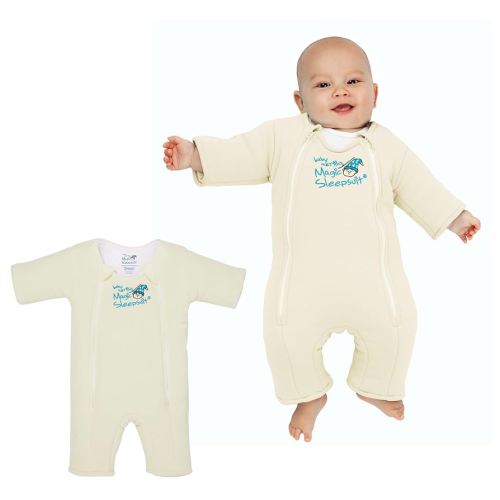 Baby Merlin's Magic Merlin Sleepsuit - Microfleece Baby Transition Swaddle - Sleep Suit for Infants 3-6 Months - Soft Cotton, Double Zipper for Easy Diaper Changes - Cream