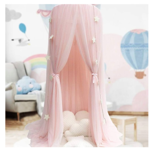OldPAPA Bed Canopy for Girls - Princess Bed Canopy Mosquito Net Nursery Play Room Decor Dome Premium Yarn Netting Curtains Baby Game Dream Castle, Pink
