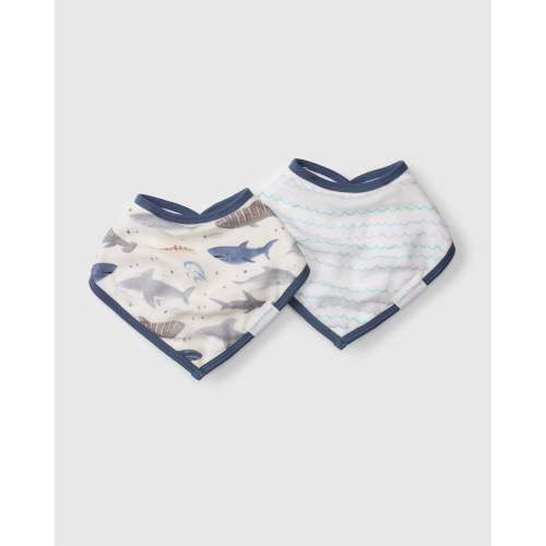 Bandana Bib Set - 2 Pack - Smiley Sharks