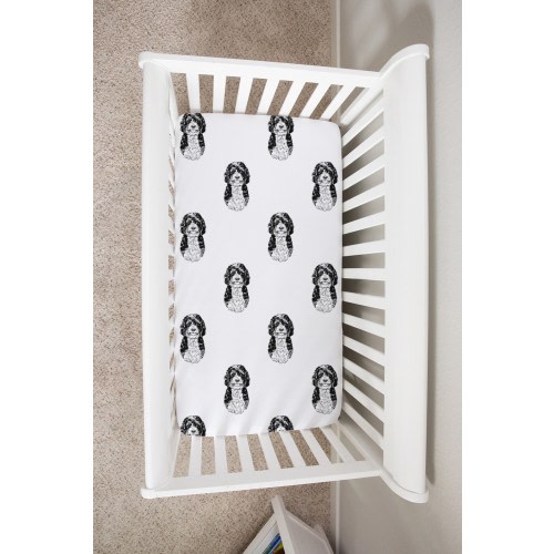 Bernedoodle Crib Sheet, Doodle Dog Baby Changing Table Cover, Boy Girl Baby Bedding Sheet, Dog Newborn Baby Shower Gift