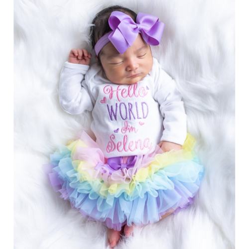Baby Girl Coming Home Outfit, Baby Girl Clothes, Baby Girl Gift , Newborn Girl Clothes, Personalized Outfit, Baby Girl Outfit, Hello World