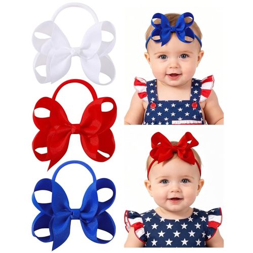 jollybows 40pcs 4inches Baby Girls Grosgrain Ribbon Hair Bows Headbands Nylon Elastic Hair Band Hair Accessories for Infants Newborn