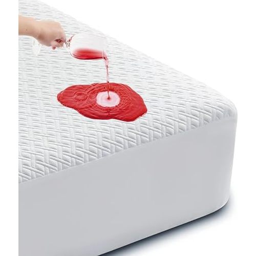 Cozymaker Queen Size 100% Waterproof Mattress Protector, Cooling Mattress Cover Fitted 8-21" Deep Pocket, 3D Air Fabric Soft Breathable Bed Mattress Pad Cover Noiseless Washable