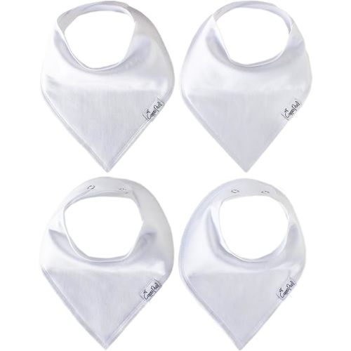 Copper Pearl Baby Bandana Bibs - 4 Pack Soft Cotton Baby Bibs for Drooling and Teething, Absorbent Drool Bibs for Baby Girl and Boy, Adjustable to Fit Newborns to Toddlers (White Basics)