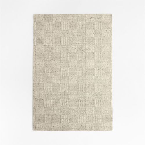 Chunky Squares Wool and Polyester Grey Kids Performance Area Rug 6'x9'