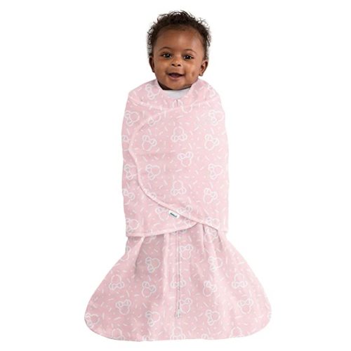 HALO Disney 100% Cotton Muslin Sleepsack Swaddle, 3-Way Adjustable Wearable Blanket, Confetti Minnie Pink, Small