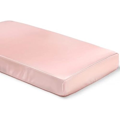 SiinvdaBZX Satin Mini Crib Sheets 38 x 24In, Silky Soft Mini Portable Crib Sheets Mattress Cover Portable Playard Sheets with 5In Deep Pocket, Great for Baby Hair (Pink)