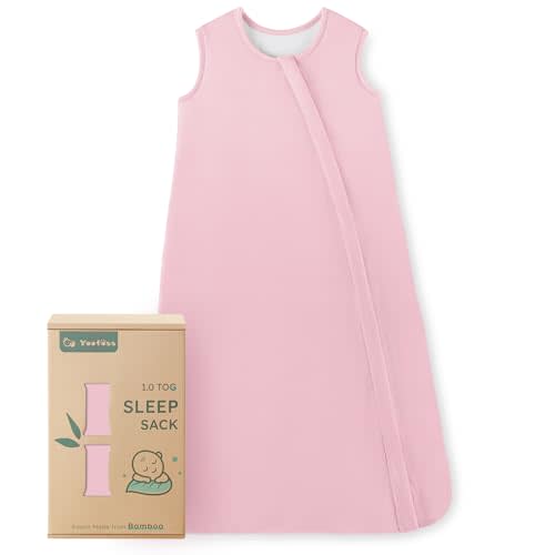 Yoofoss Rayon Made from Bamboo Baby Sleep Sack 0-6 Months 1.0 Tog Baby Wearable Blanket, Super Soft Infant Toddler Sleeping Sack 2-Way Zipper