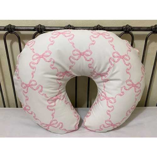 Nursing Pillow Cover, Pink Bow, Pink Ribbon Nursing Pillow Cover, Breastfeeding Pillow Cover