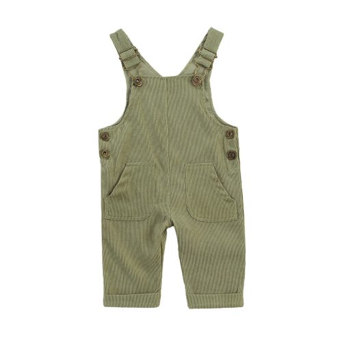 Ma&Baby Newborn Girl Boy Bib Overalls Corduroy One Piece Suspender Pants with Pockets(Green,18-24 Months)