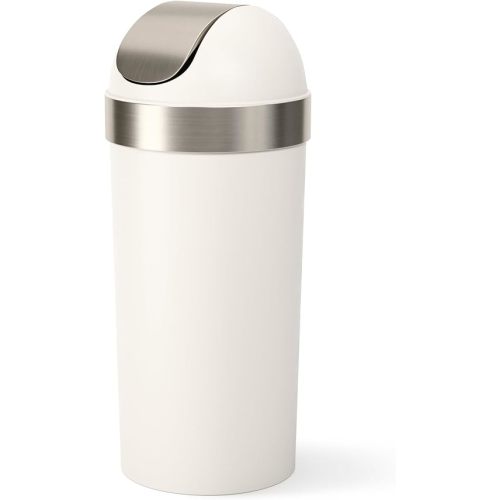 Umbra Venti Kitchen Trash Can with Swing Top Lid, Large 16-Gallon (62 L) Capacity, Sand